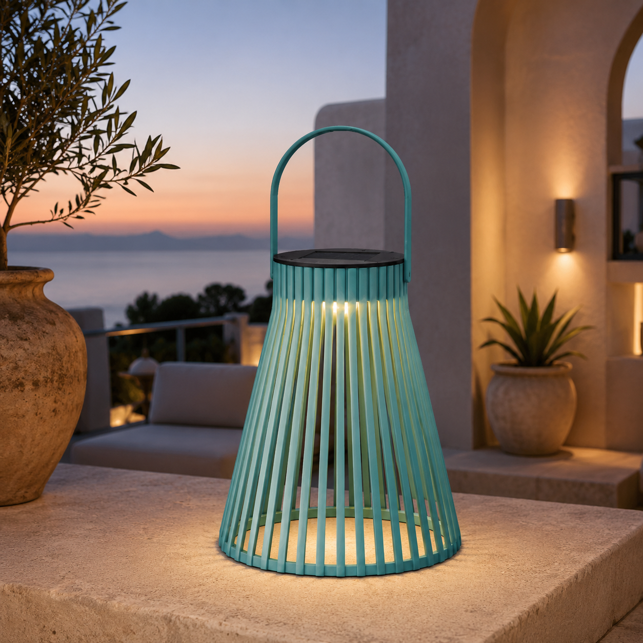 Lanterna solare a gabbia in plastica colori assortiti – Ø14,5 x H18,5 cm
