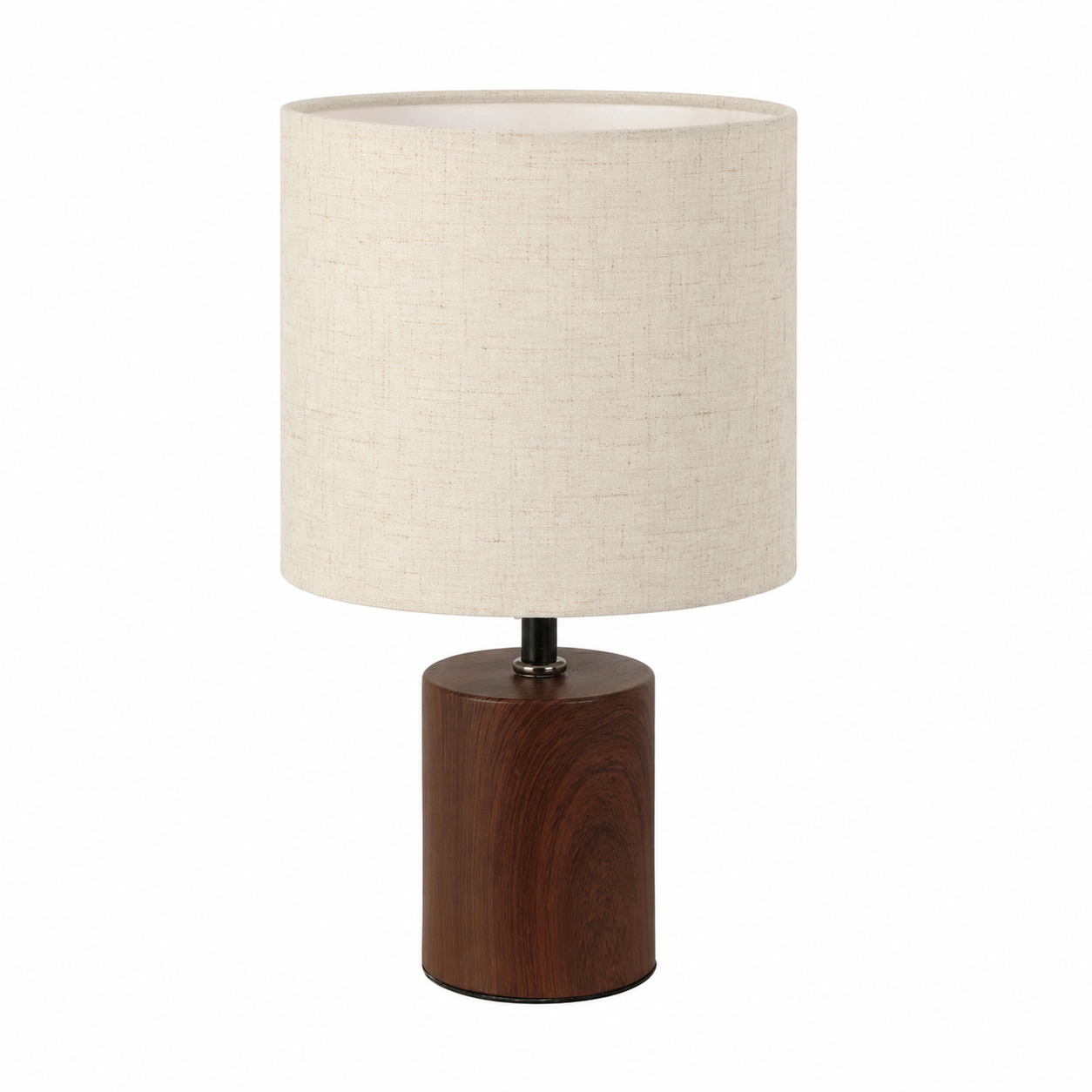 Lampada da tavolo con base effetto legno e paralume beige H29,5 cm – Lino