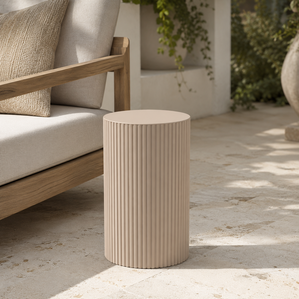 Colonna a costolature greige H40 cm – Lux