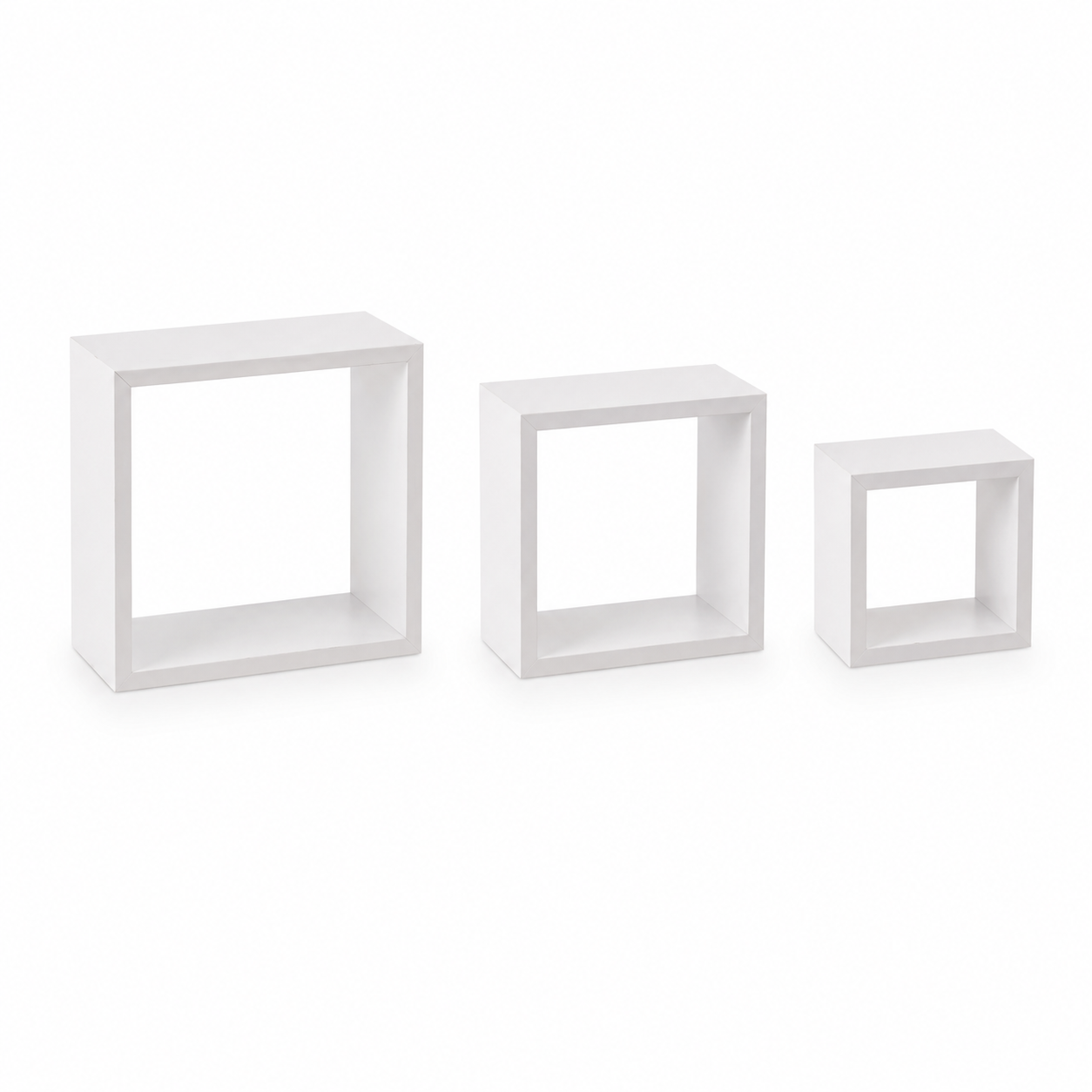 Set 3 mensole a cubo da parete in MDF bianco 15-20-25 cm – Fixy