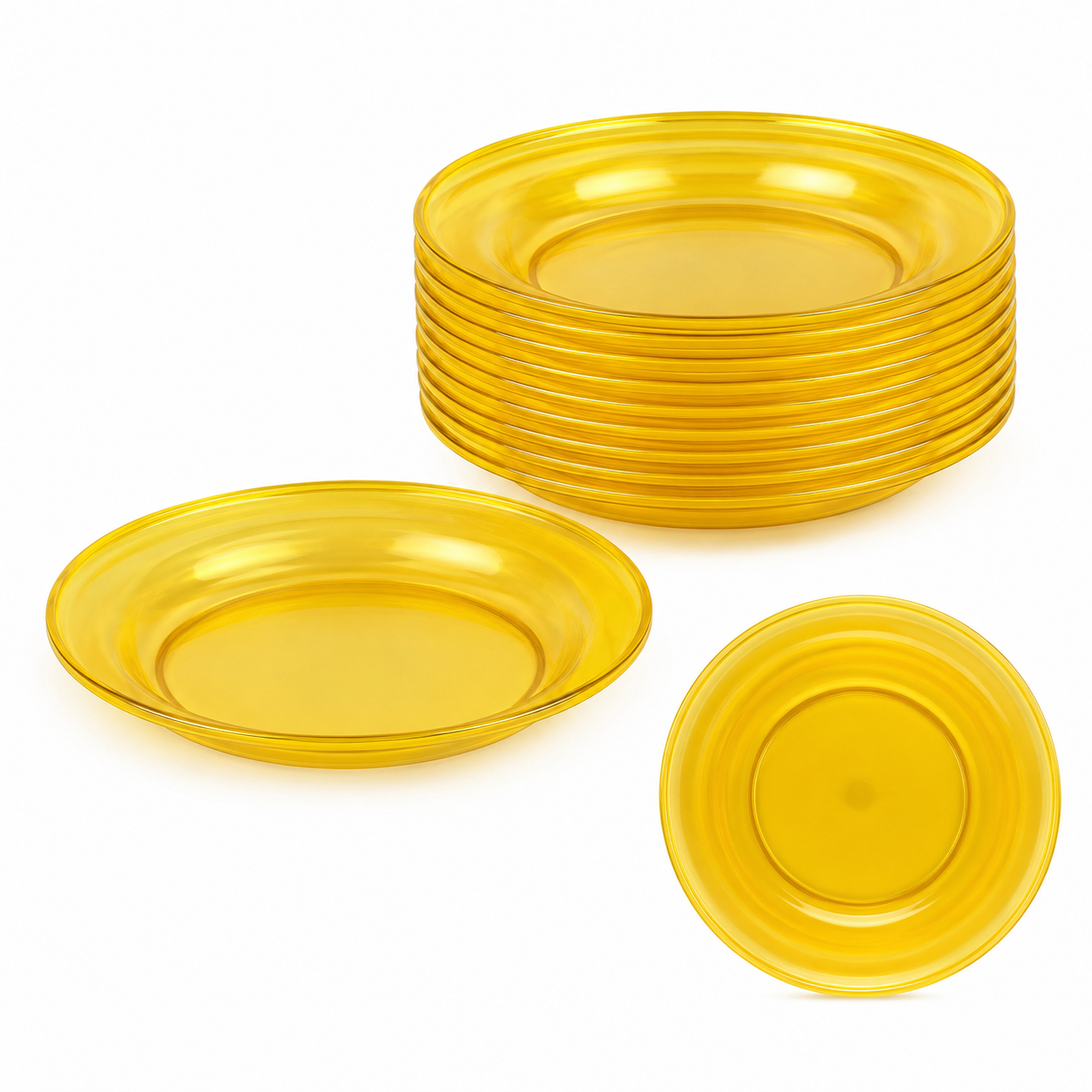 Piatto fondo in polistirene giallo Ø23 cm impilabile – Party
