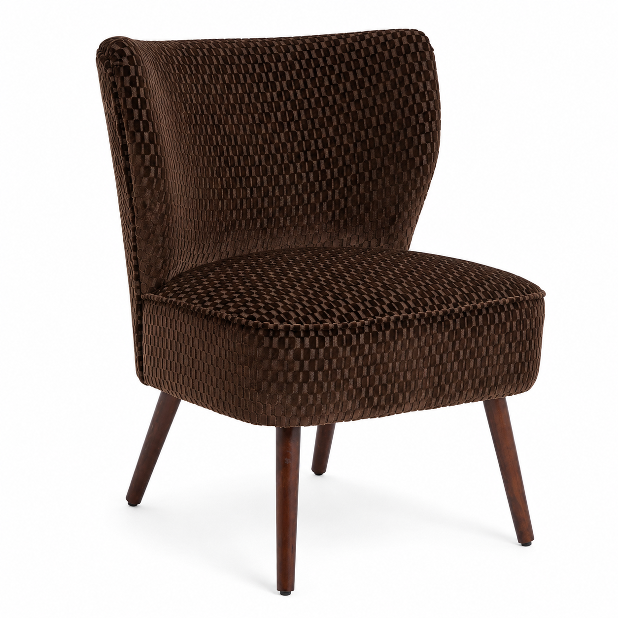 Poltrona crapaud in velluto marrone con gambe in legno H80 cm – Chiara