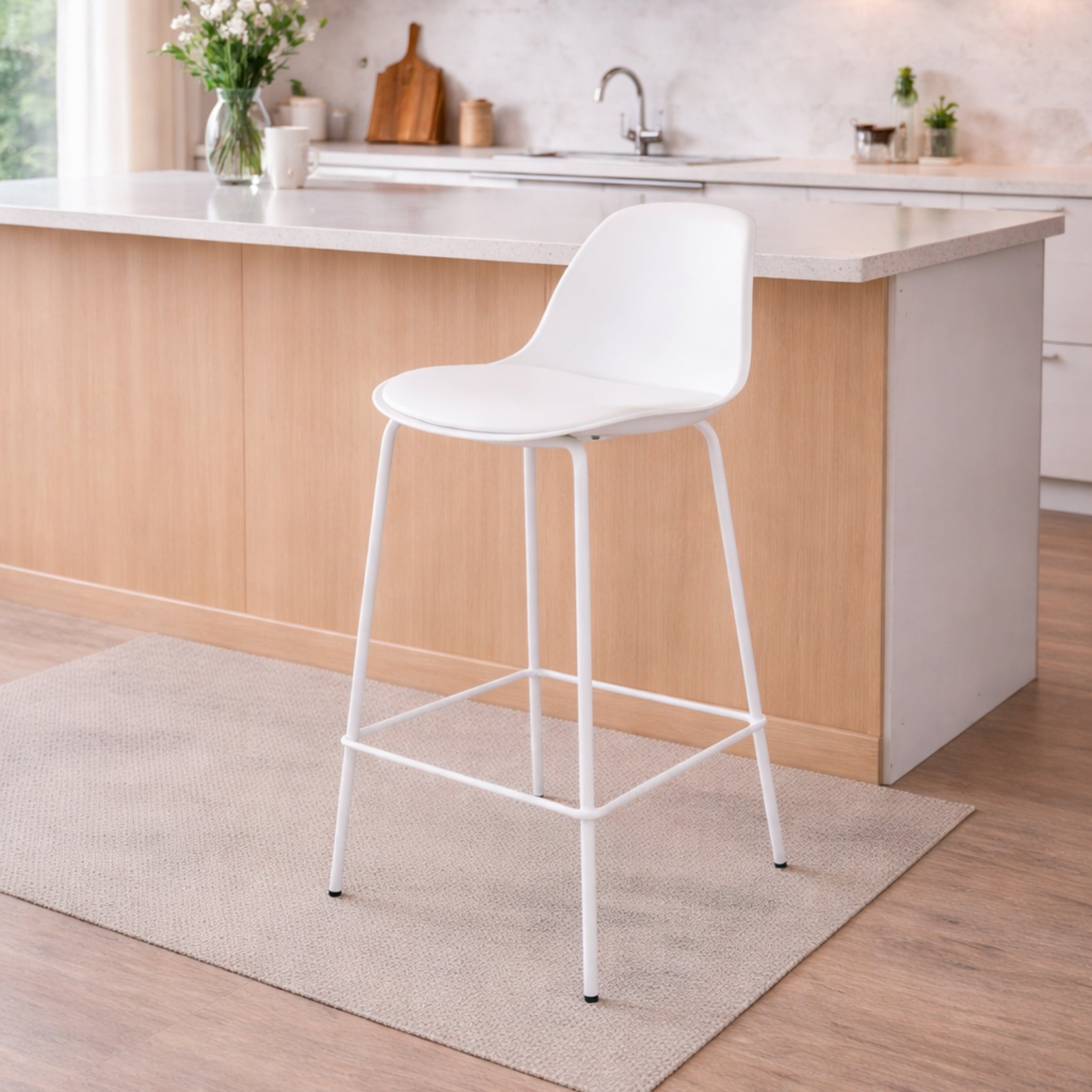 Sgabello Flora Bianco