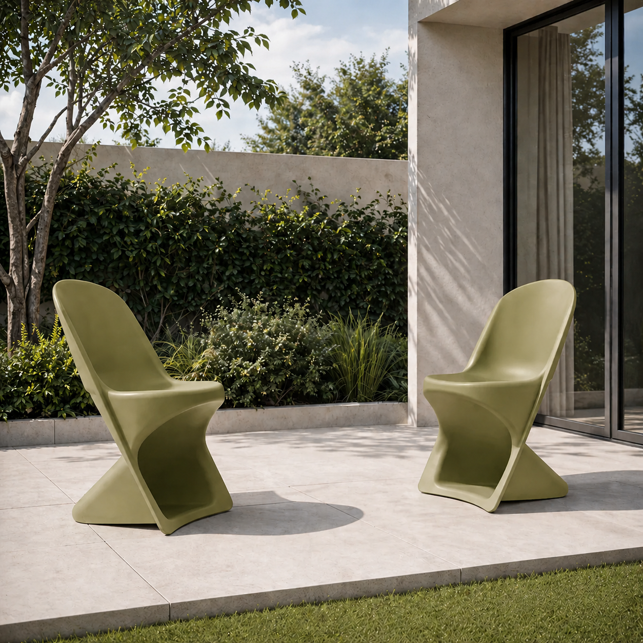 Sedia da giardino dal design sinuoso verde seal – Twist