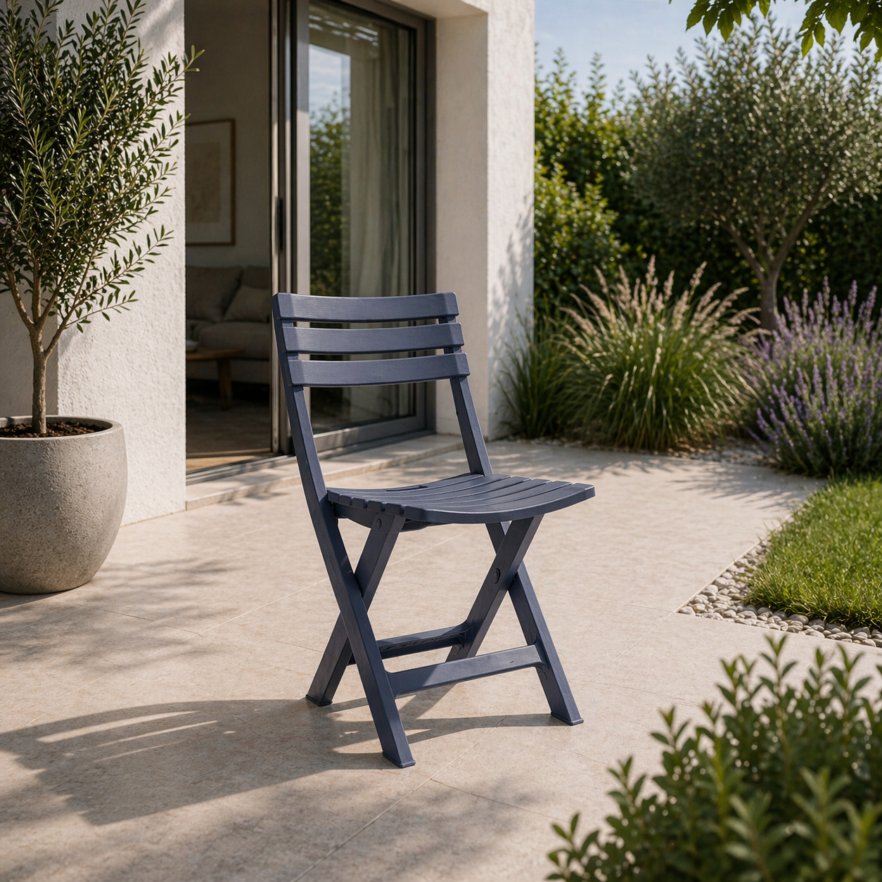 Sedia da giardino design impilabile in resina giallo ocra – Twist – arredo esterno Gelsomino Home