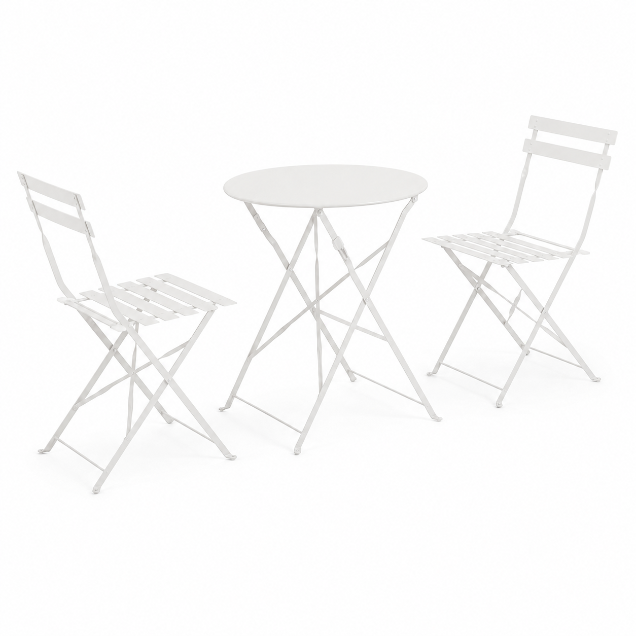 Set bistrot Austin bianco pieghevole in acciaio da esterno