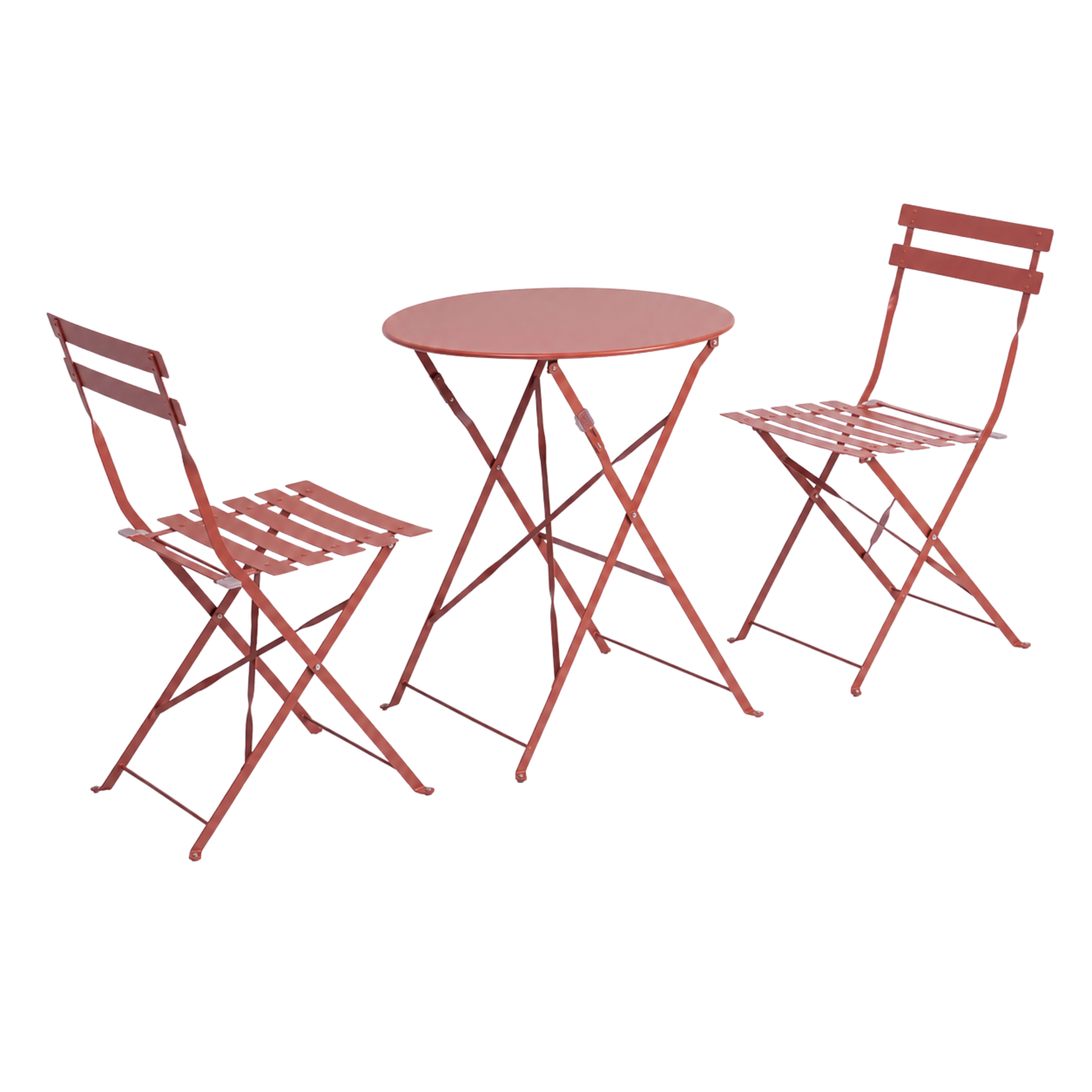 Set bistrot Austin terracotta pieghevole in acciaio da esterno