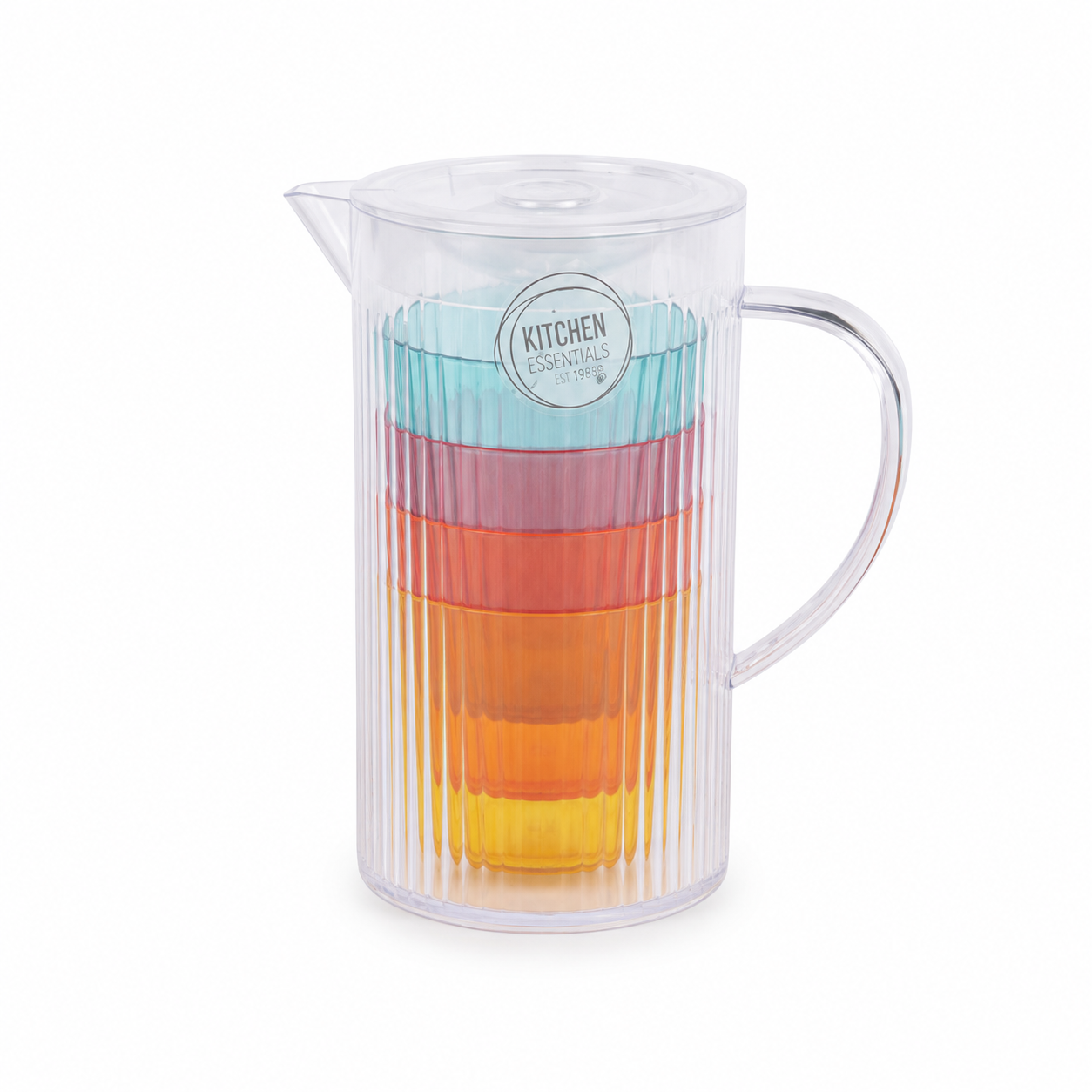Set brocca e 4 bicchieri colorati in plastica alimentare – Stripe