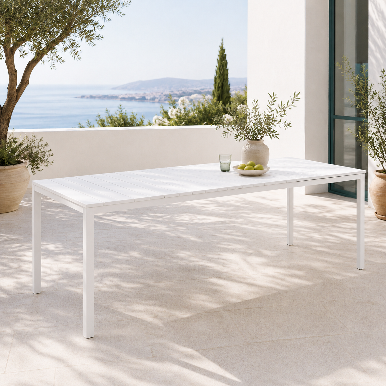 Tavolo da giardino allungabile con piano DurelTop bianco 210/280x100 cm – Rio ext
