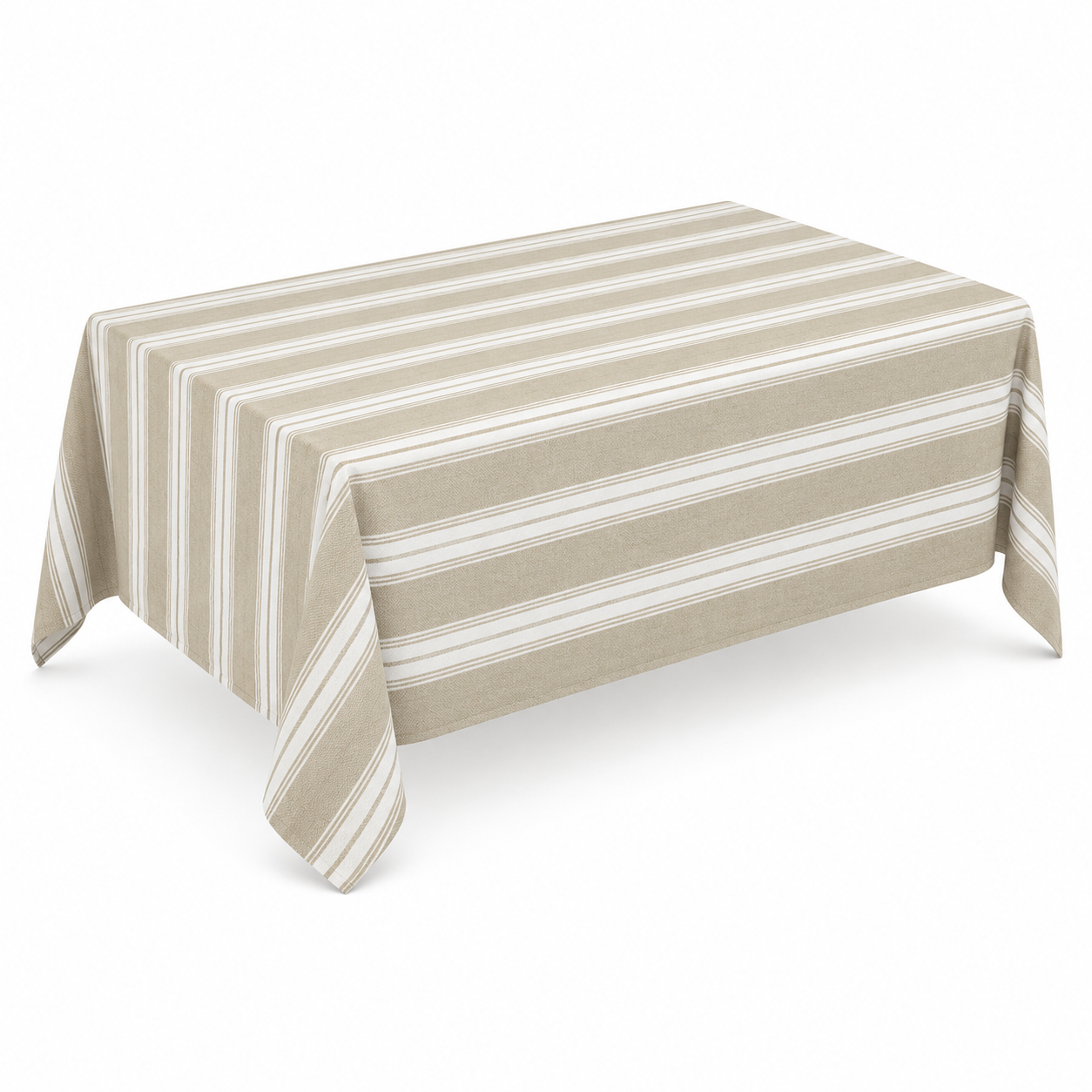 Tovaglia a righe beige e bianco in cotone 140x180 cm – Brownie