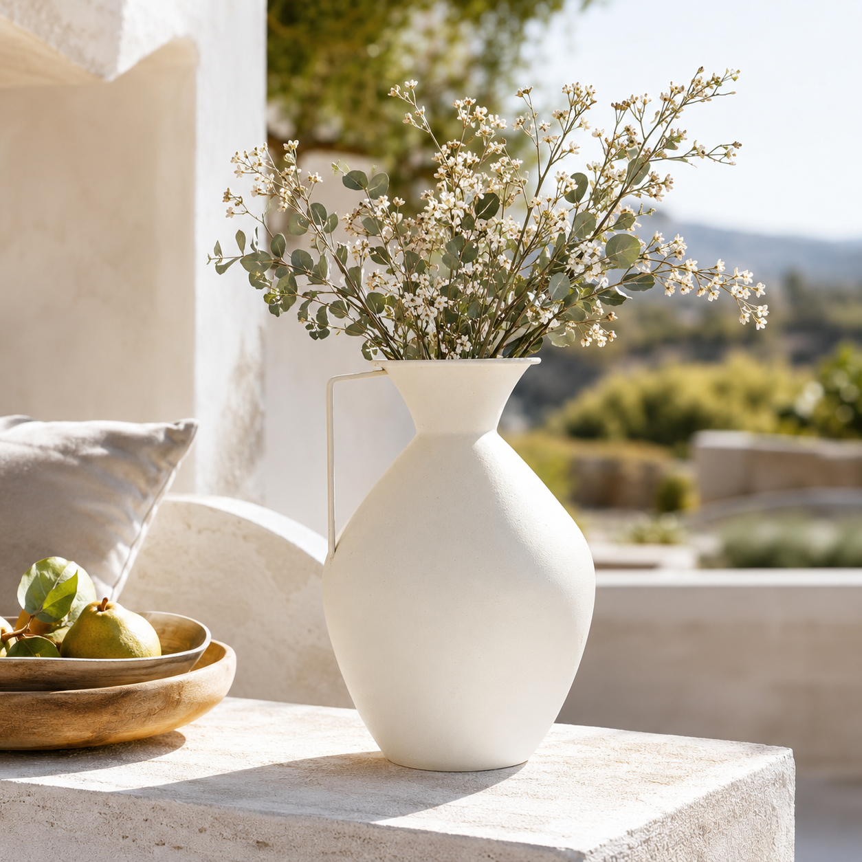 Vaso decorativo in acciaio bianco impermeabile – Sylvain