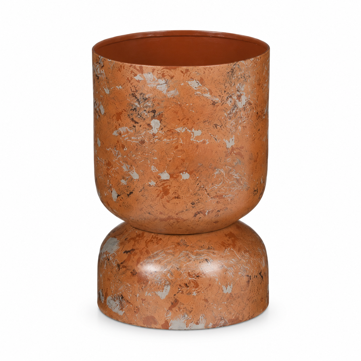 Vaso rotondo effetto ruggine con base a cupola Ø 20 cm · H 30 cm – Hailey