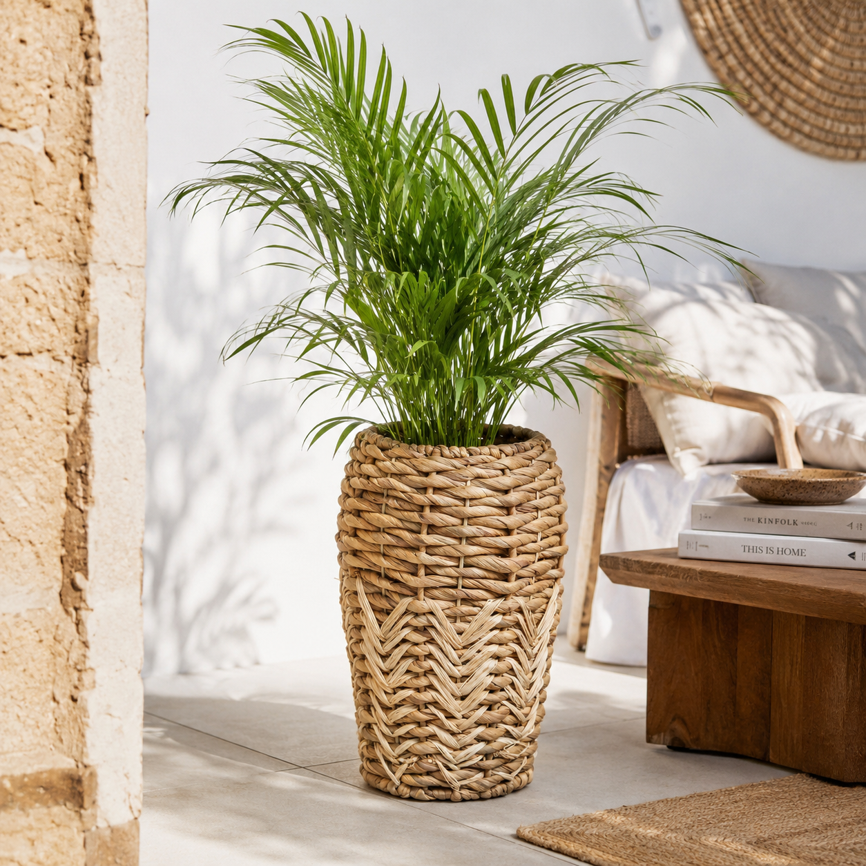 Vaso decorativo in fibra naturale intrecciata effetto vimini – Riza – complementi d'arredo Gelsomino Home