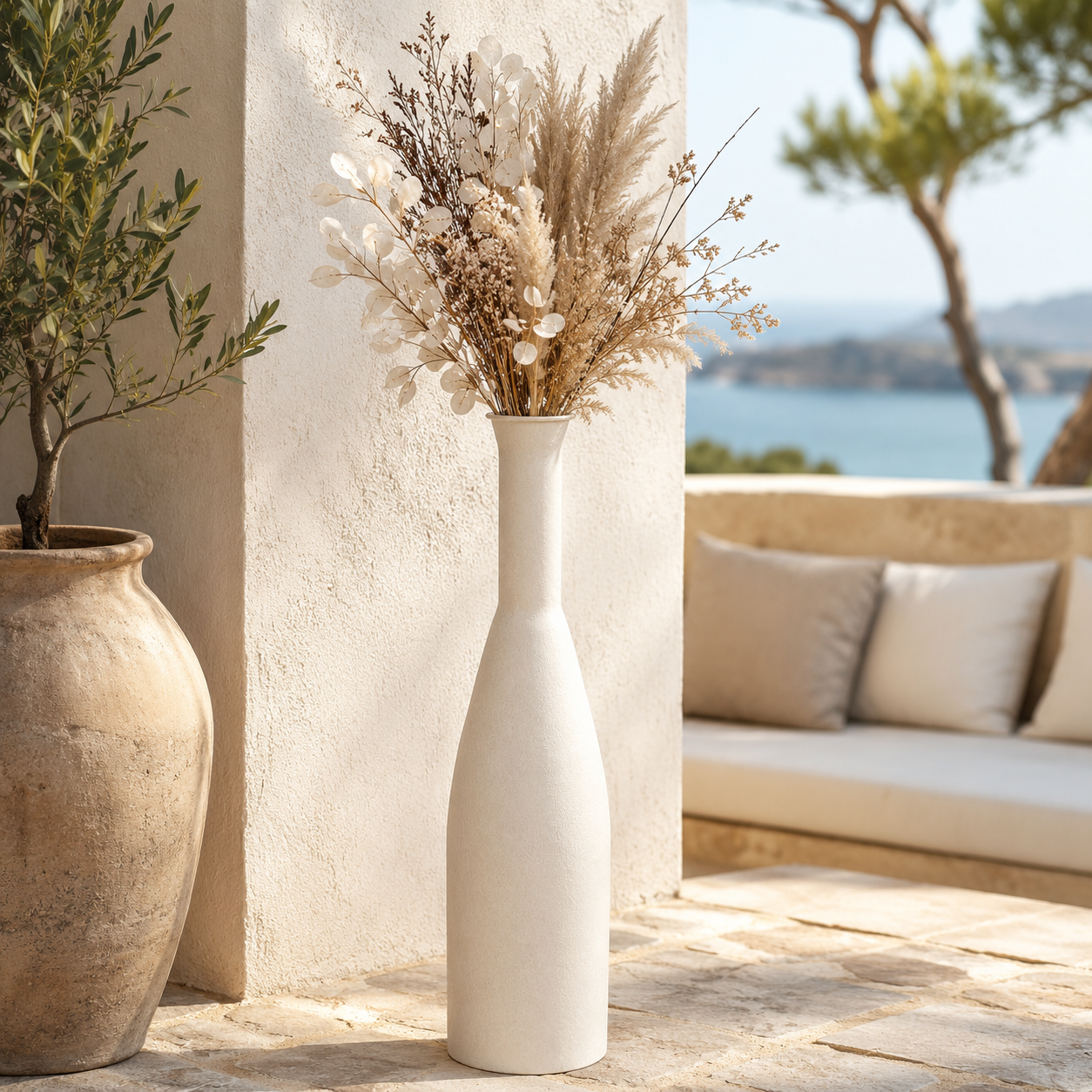 Vaso decorativo slanciato in metallo effetto sabbia h49 cm – Sandy
