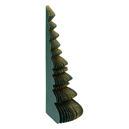 Albero di Natale decorativo in carta verde e oro – 30 cm