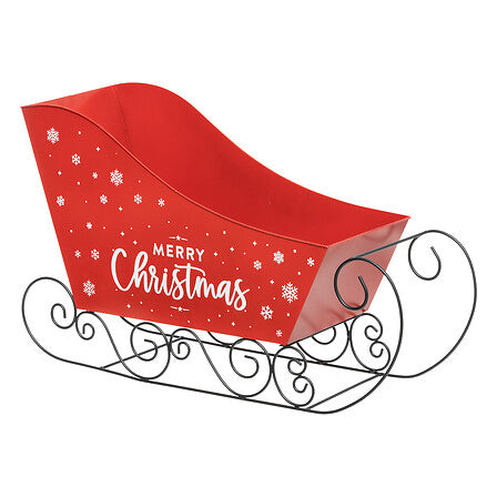 Slitta natalizia decorativa in metallo rosso Merry Christmas – 65 cm
