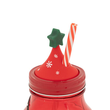 Bicchiere natalizio in vetro a forma di albero con cannuccia 500 ml