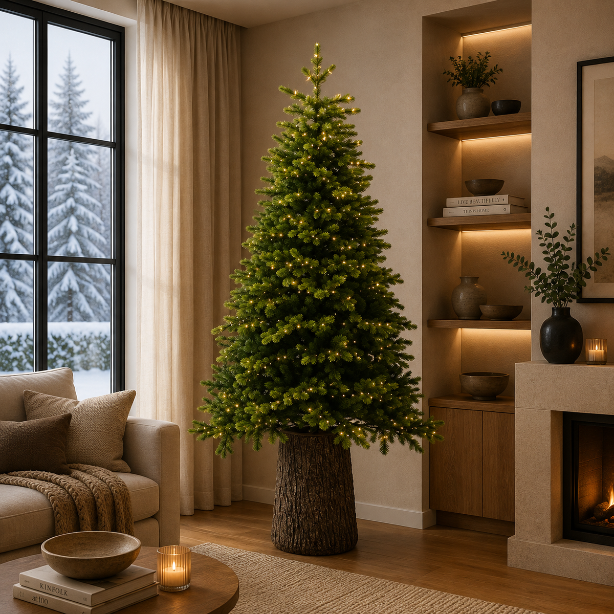 Albero di Natale Gilley con tronco 180 cm LED