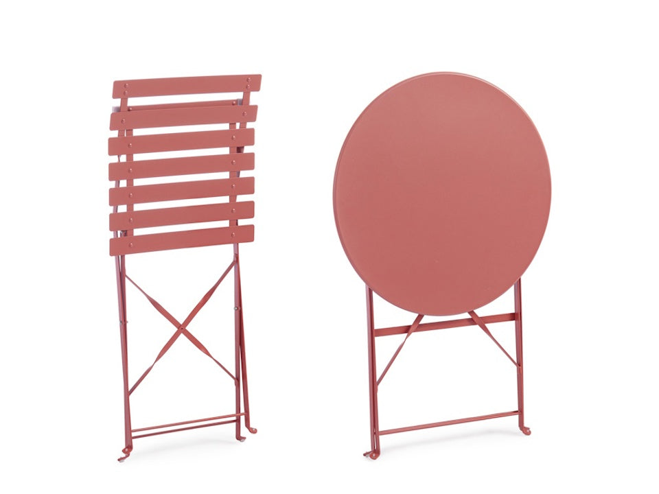 Set bistrot Austin terracotta pieghevole in acciaio da esterno