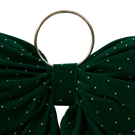 Fiocco natalizio verde trapuntato con dettagli dorati 46 cm