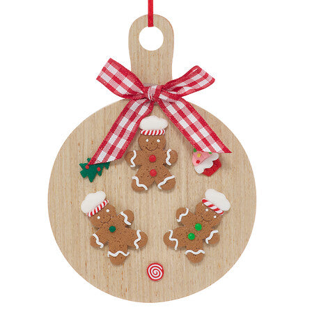 Decorazione natalizia tagliere con biscotti in legno 14 cm