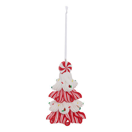 Pendente albero di Natale caramella rosso e bianco 11 cm