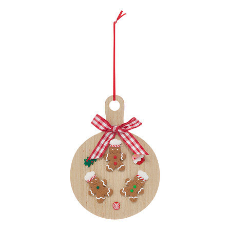 Decorazione natalizia tagliere con biscotti in legno 14 cm