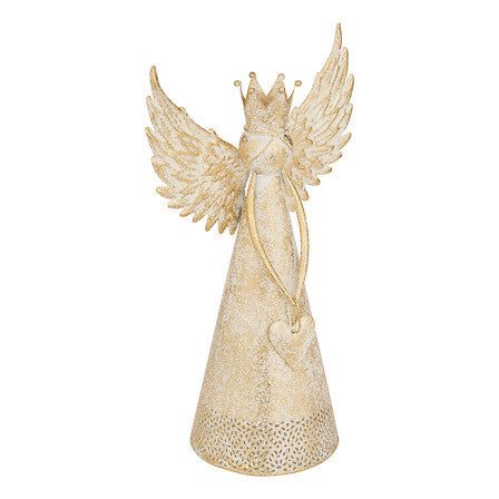 Angelo natalizio in metallo bianco e oro, 40 cm
