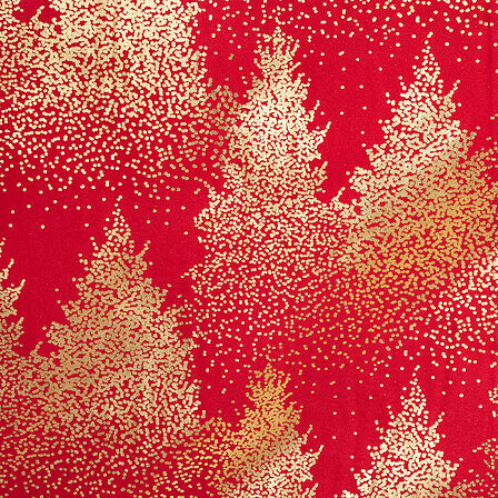 Tovaglia natalizia rossa con alberi dorati 140 × 240 cm