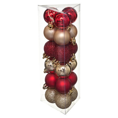 Palline di Natale rosso e oro Ø 3 cm – set da 18
