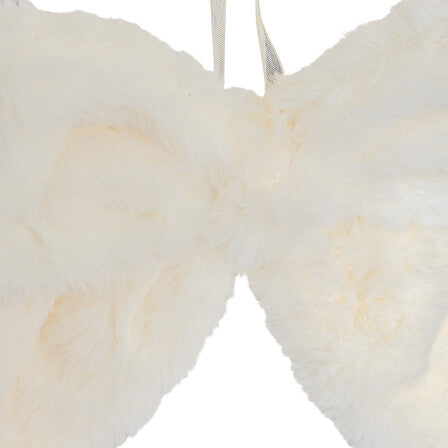 Fiocco natalizio effetto pelliccia crema o marrone 23 × 15 cm