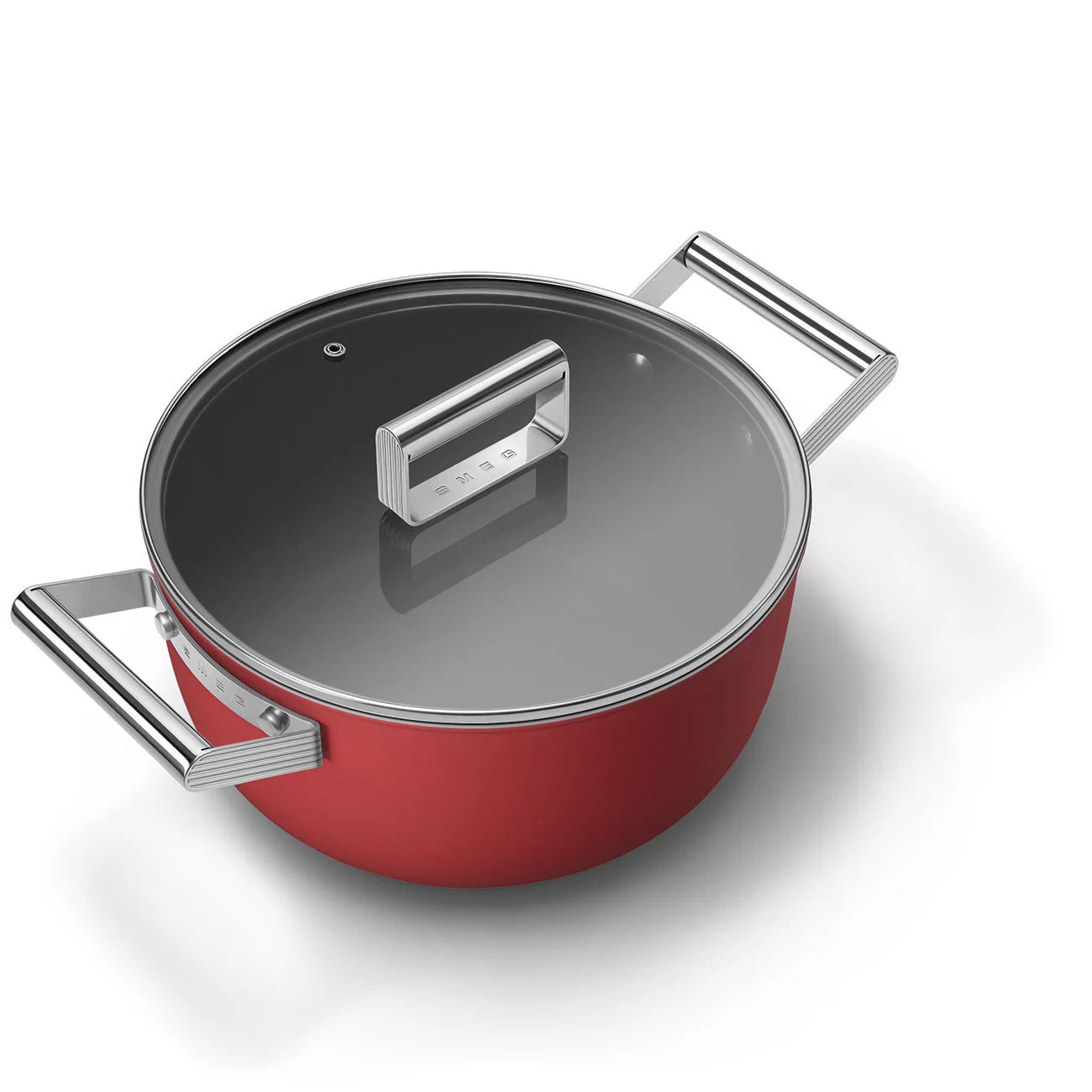 Casseruola bassa 2 manici rossa 24 cm con coperchio alluminio forgiato induzione – Smeg 50's Style