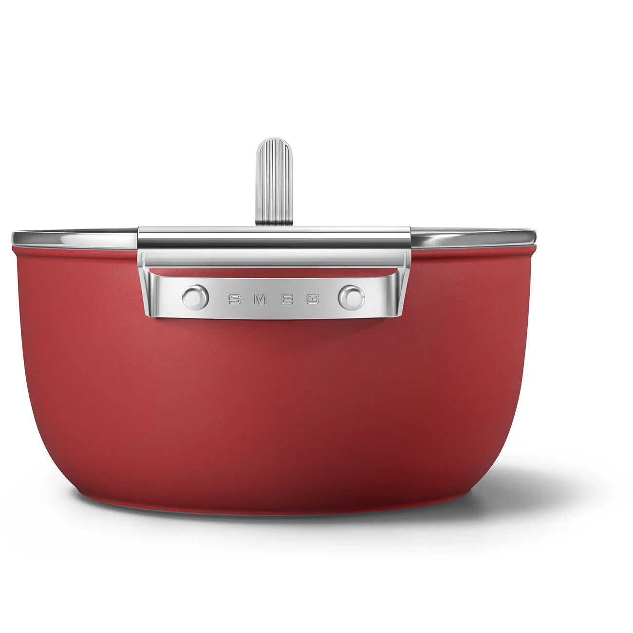 Casseruola bassa 2 manici rossa 24 cm con coperchio alluminio forgiato induzione – Smeg 50's Style