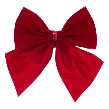 Set 10 mini fiocchi natalizi in velluto rosso