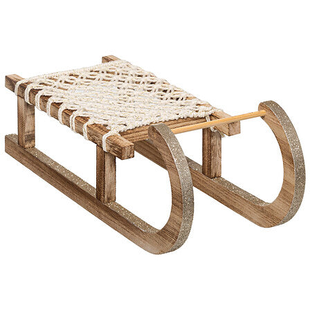 Slitta natalizia decorativa in MDF e corda – lunghezza 40 cm
