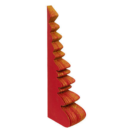 Albero di Natale decorativo in carta rossa con bordi dorati 30 cm