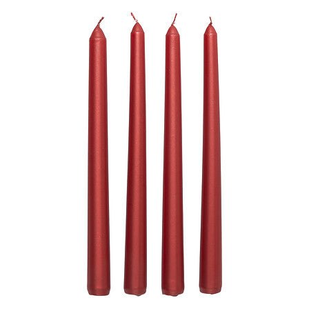 Set 4 candele a stelo rosso satinato – 25 cm