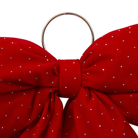 Fiocco natalizio rosso trapuntato con dettagli dorati 46 cm