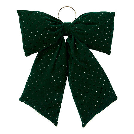 Fiocco natalizio verde trapuntato con dettagli dorati 46 cm