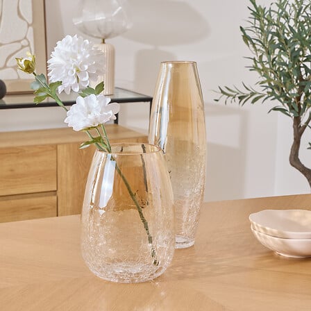Vaso Alexis in vetro craquelé champagne, altezza 25 cm