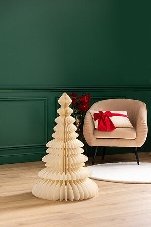 Albero di Natale decorativo in carta avorio 90 cm