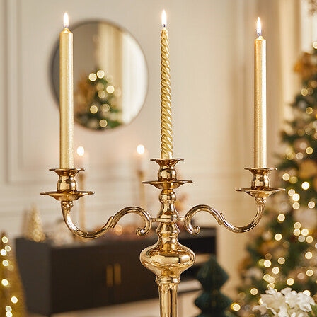Candele natalizie a stelo oro dritte e a spirale – set da 4, 25 cm