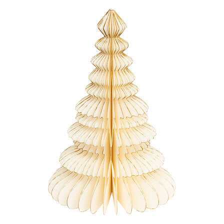 Albero di Natale decorativo in carta avorio con bordi dorati 30 cm