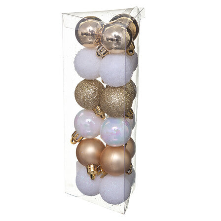 Palline di Natale oro e bianco Ø 3 cm – set da 18