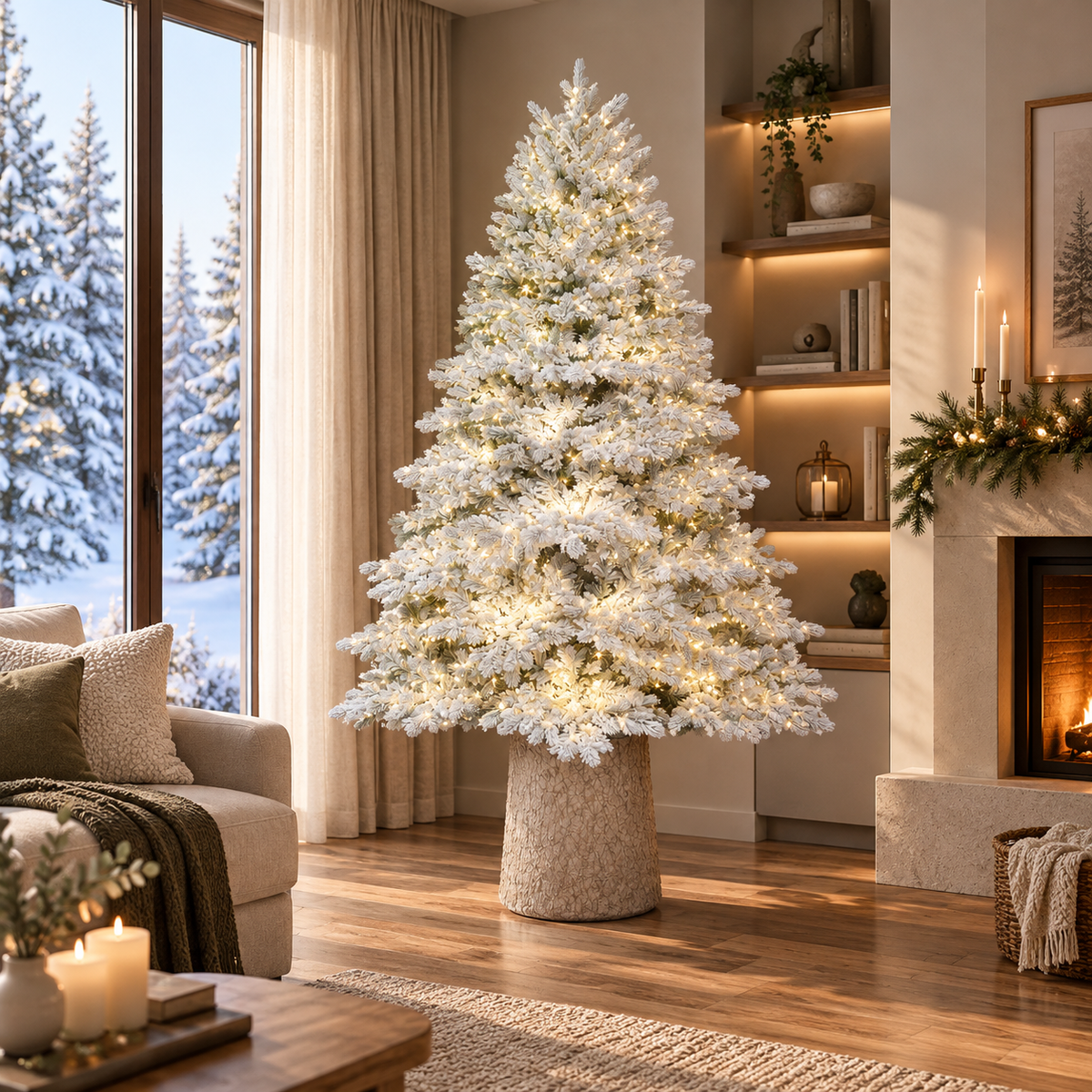 Albero di Natale Gilley Innevato 210 cm con Tronco  LED
