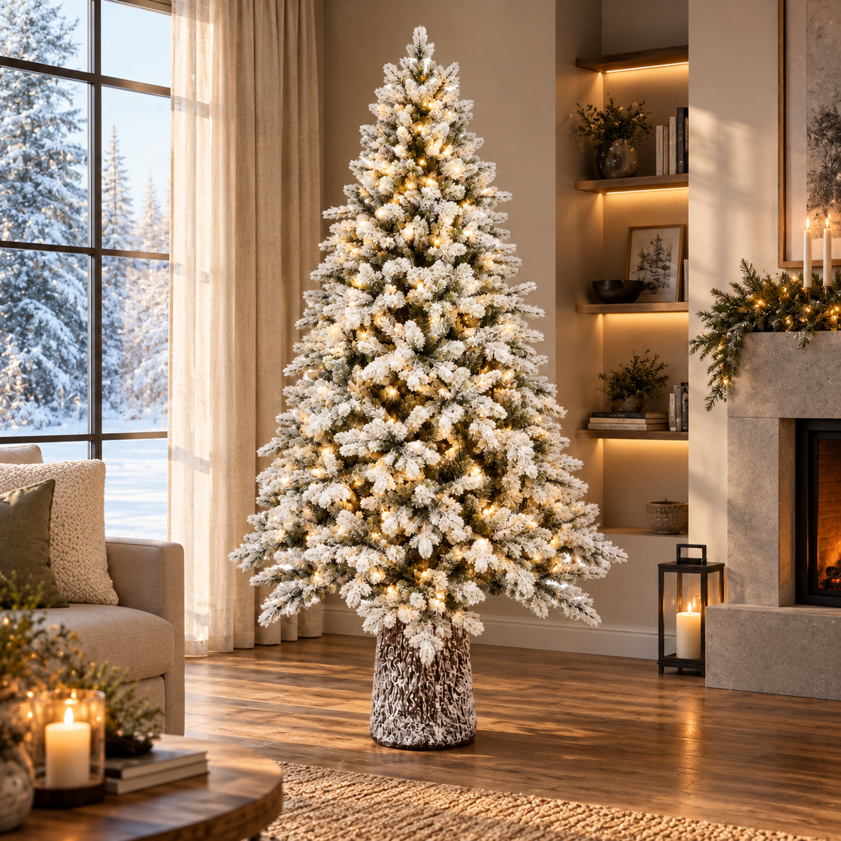 Albero di Natale Gilley Innevato 180 cm con Tronco LED