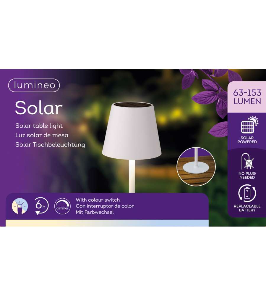 Lampada da tavolo solare LED con luce regolabile - white