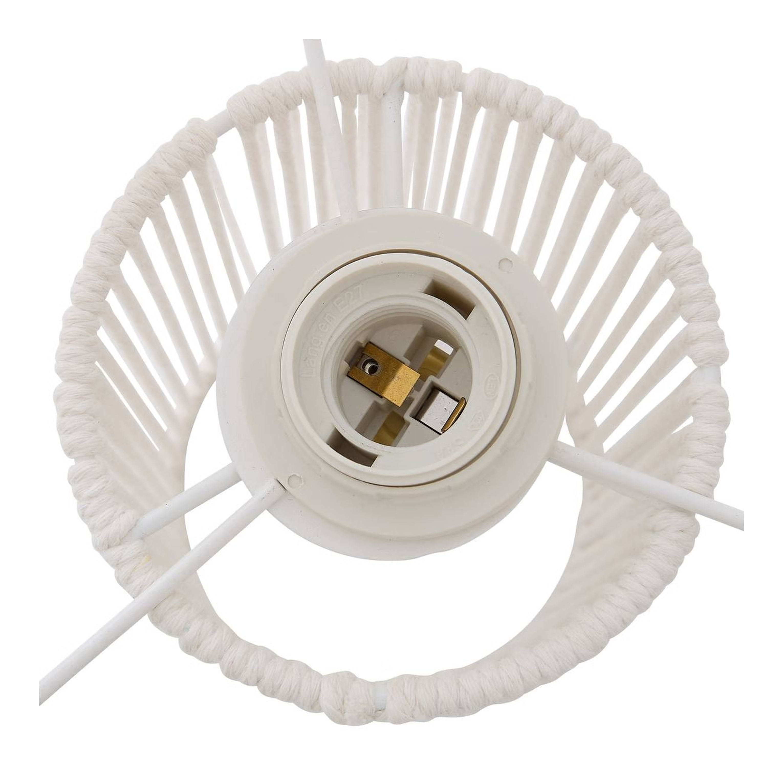 Lampada da tavolo traforata in acciaio e cotone bianco H34 cm – Miria