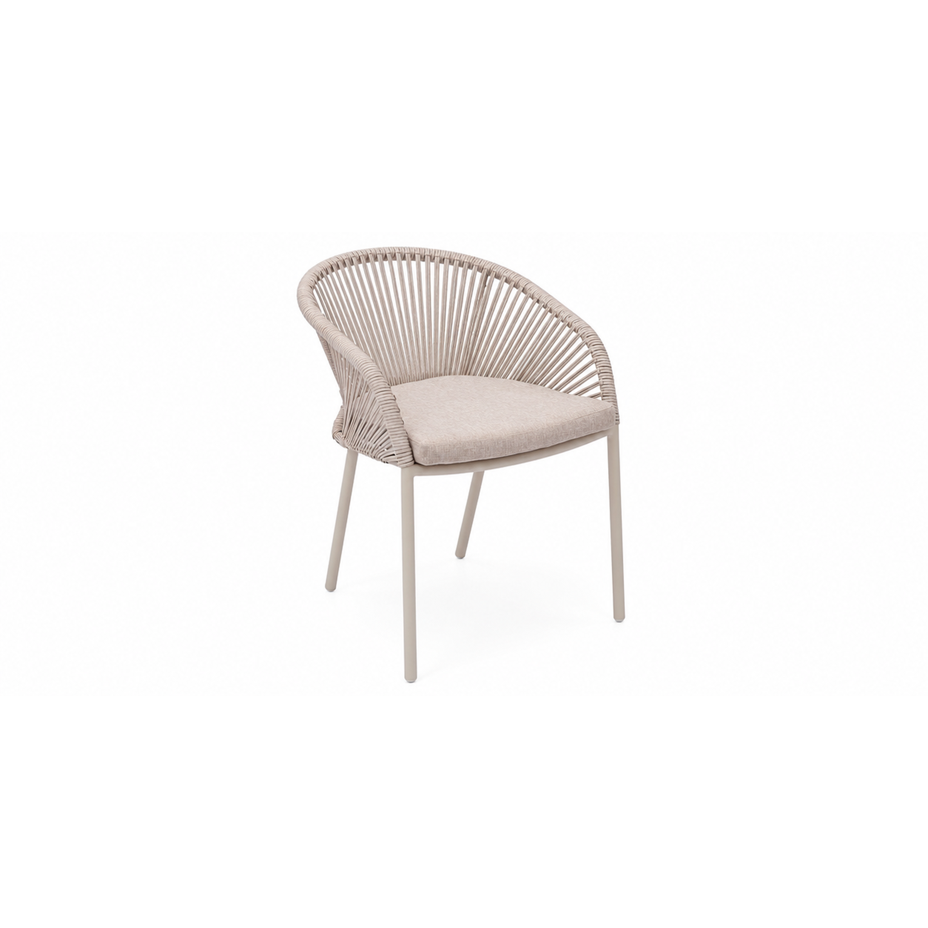 Poltrona da giardino impilabile con intreccio rattan e cuscino color clay – Oryon