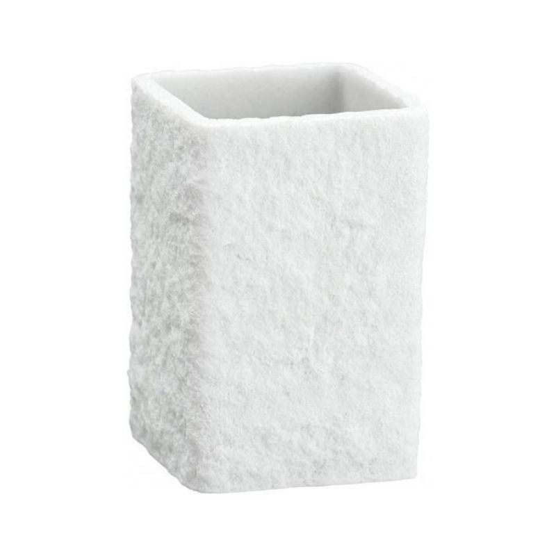 Bicchiere porta spazzolino effetto pietra marmo bianco Villata